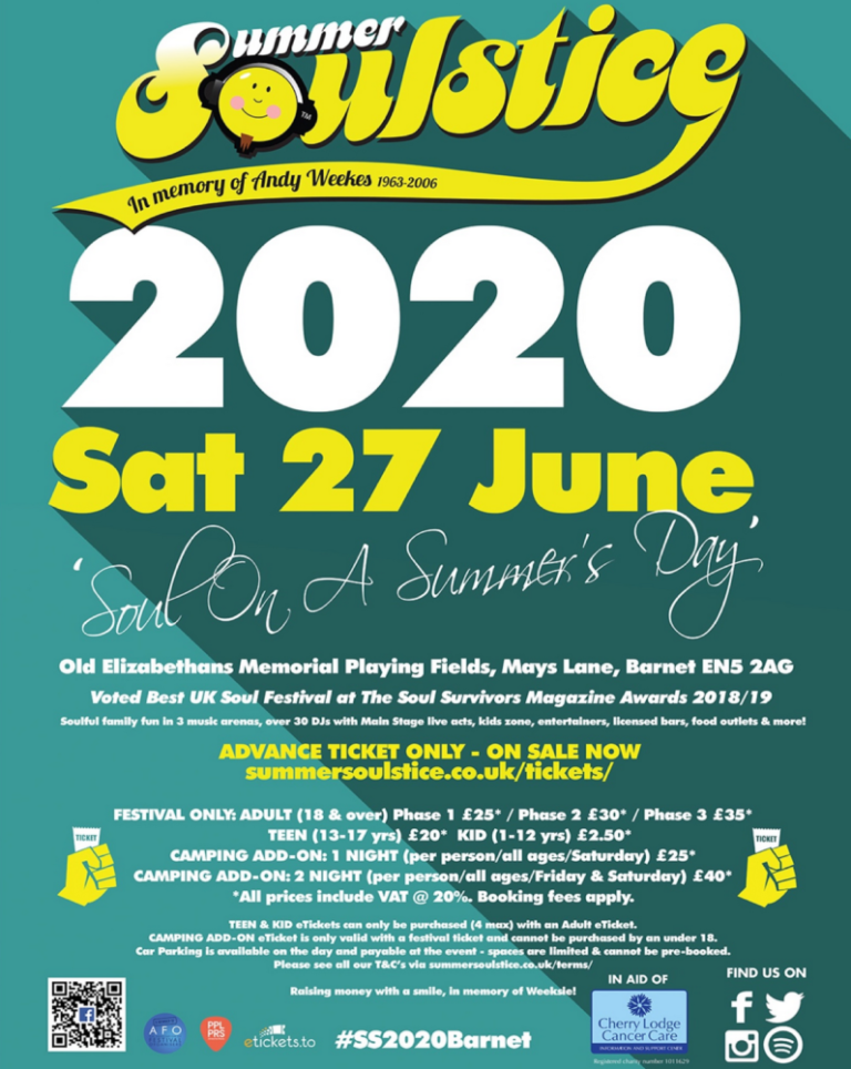 Summer Soulstice 2020 advance tickets Cherry Lodge Cancer Care